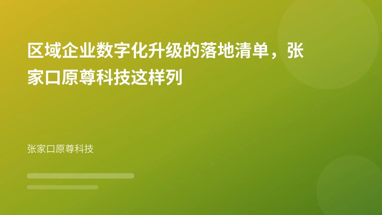 区域企业数字化升级的落地清单，张家口原尊科技这样列